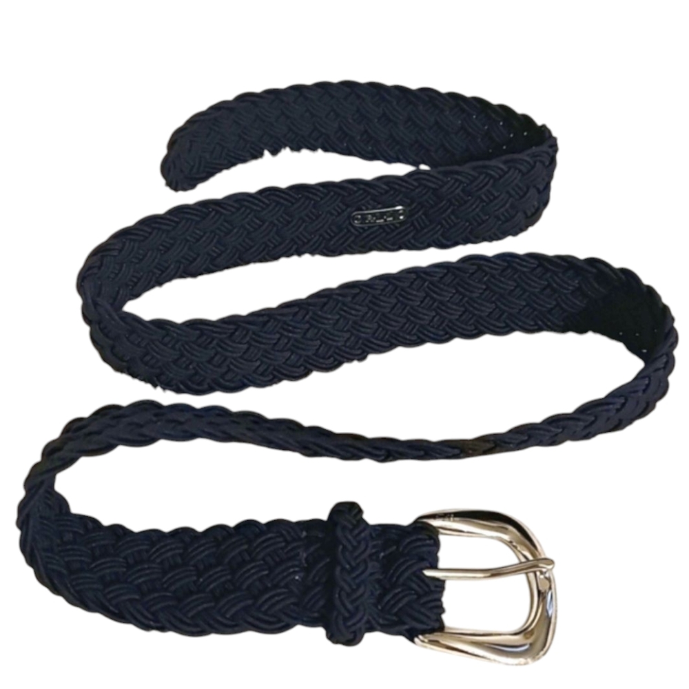 Lauren Ralph Lauren Navy Braided Belt with Silver Accent and Buckle Women's